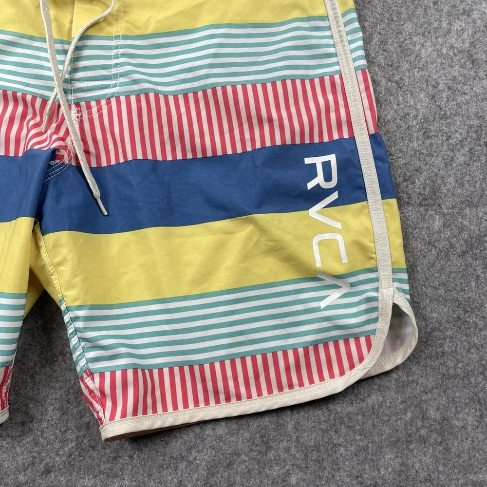 RVCA Shorts Mens 31 Performance Board Drawstring Stretch Swim‎ Hybrid Striped